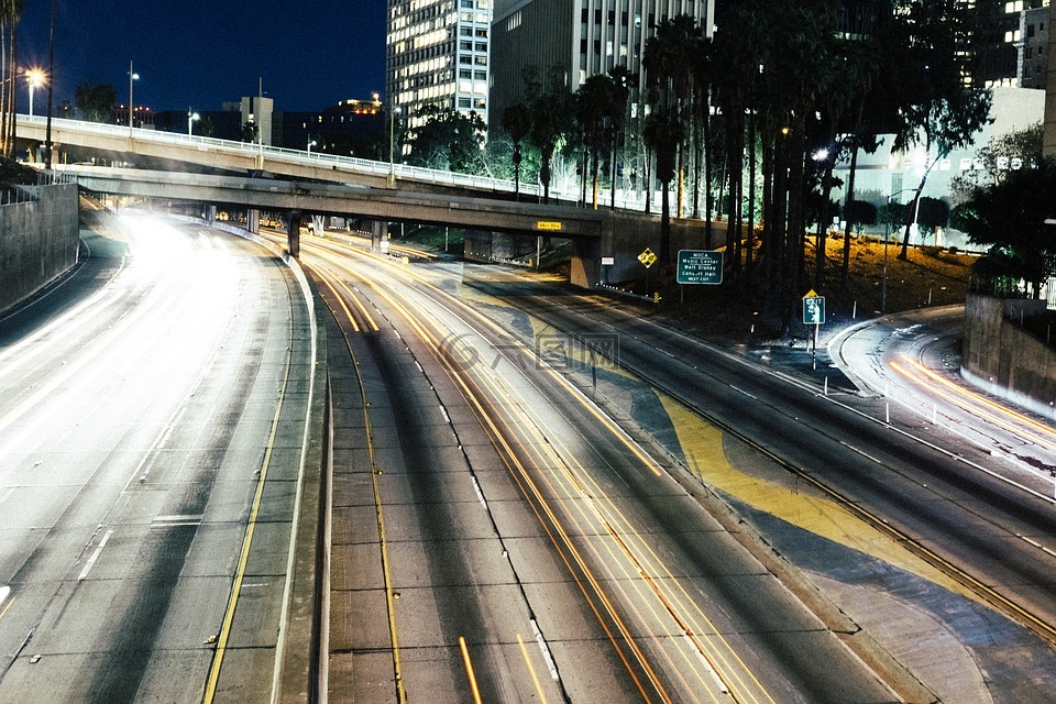 城市,夜,交通