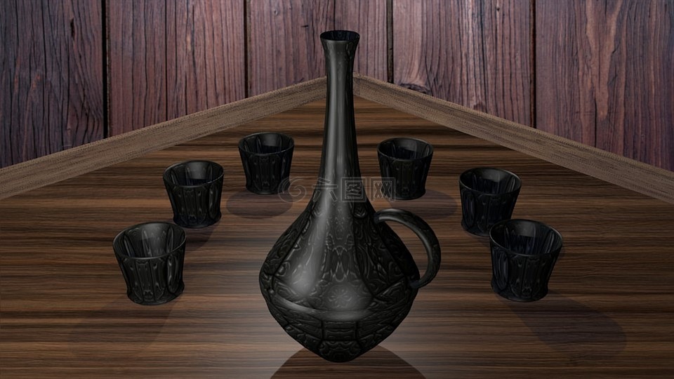 花瓶,杯,3d