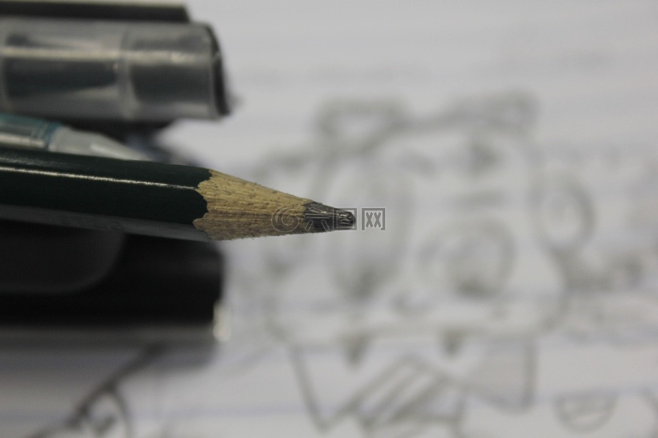 铅笔,绘图,钢笔