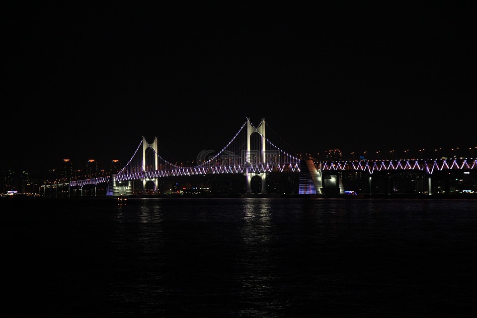 广安桥,夜景,海
