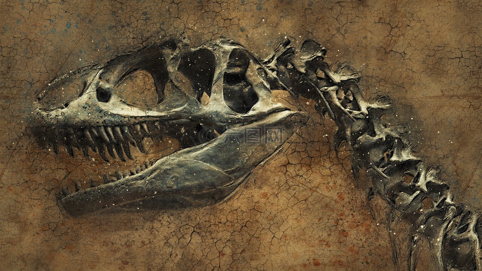 恐龙,骨架,背景