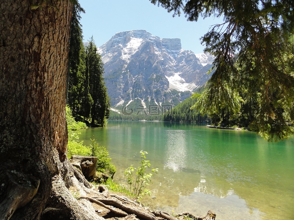 bergsee,湖,白云岩