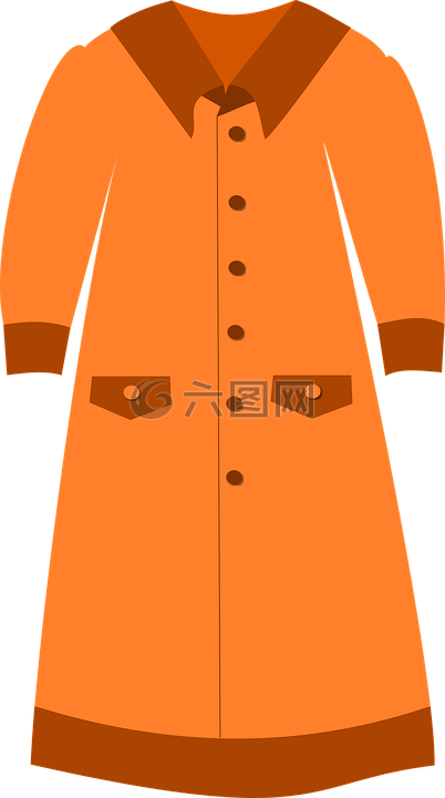 长连衣裙,棕色,橙色