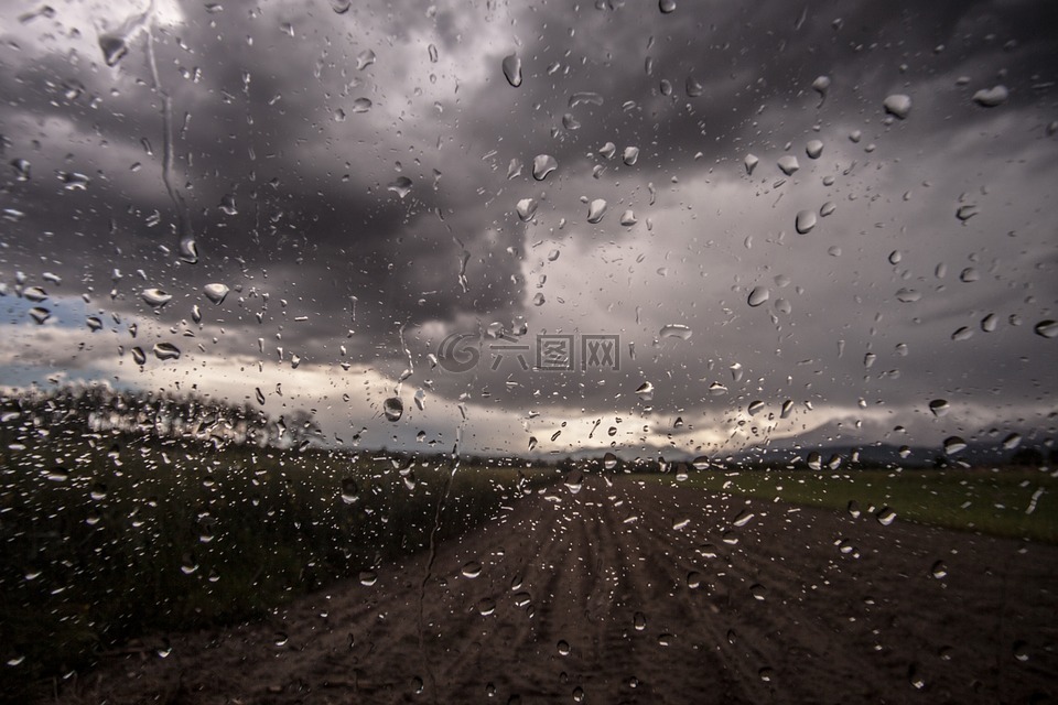 窗口,雨点,雨