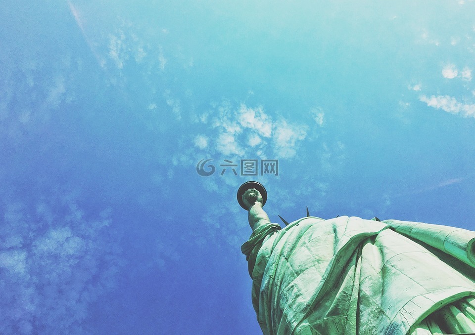 自由女神像,蓝色,天空