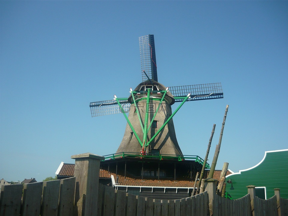 风车,荷兰,荷兰的天空