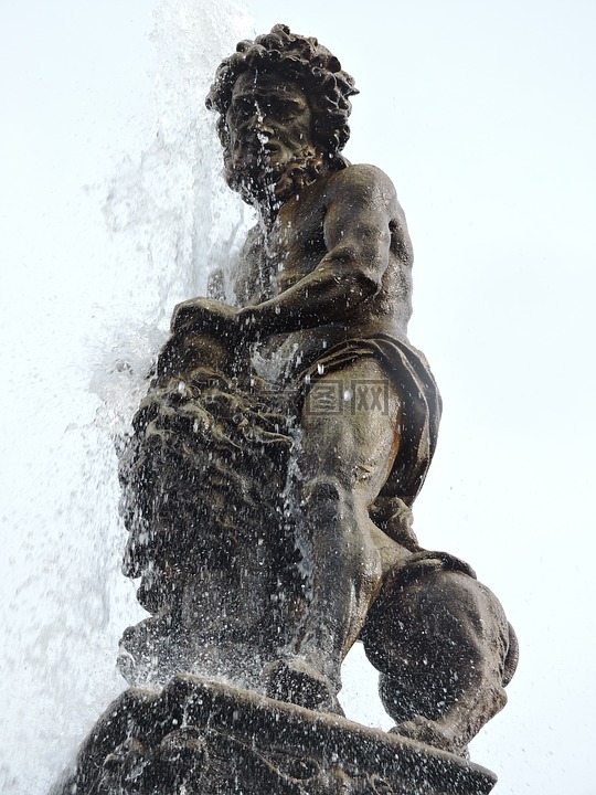 喷泉,捷克采,雕像