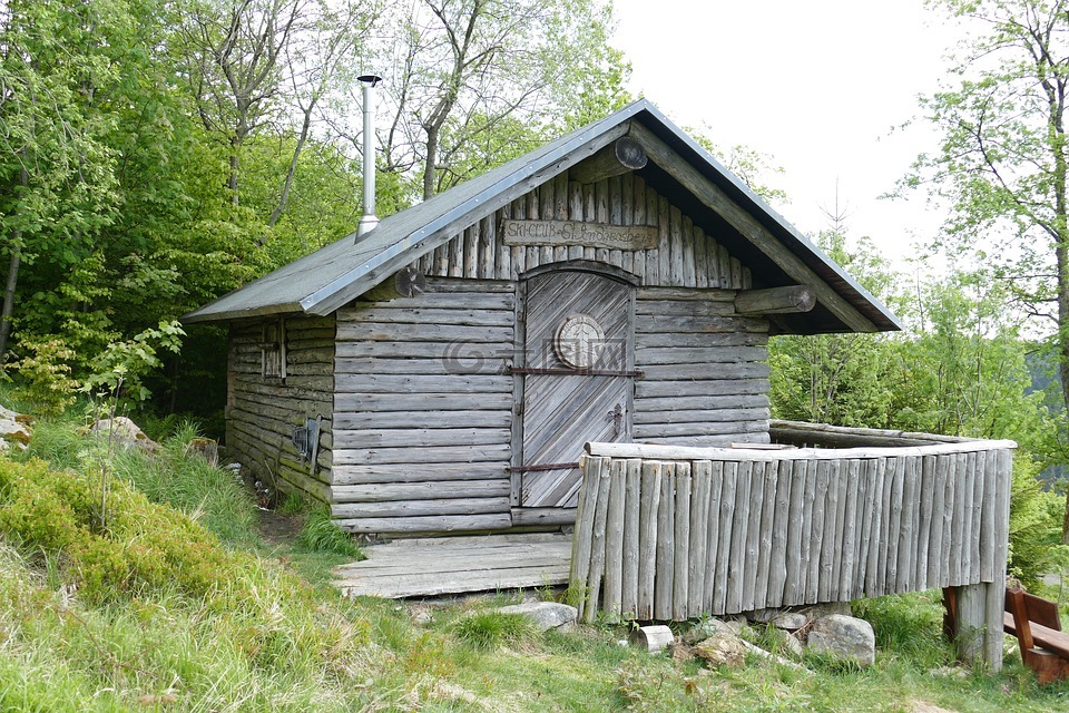 山上的小屋,木,老