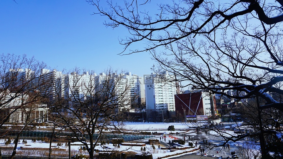 首尔,梨花女子大学,雪景