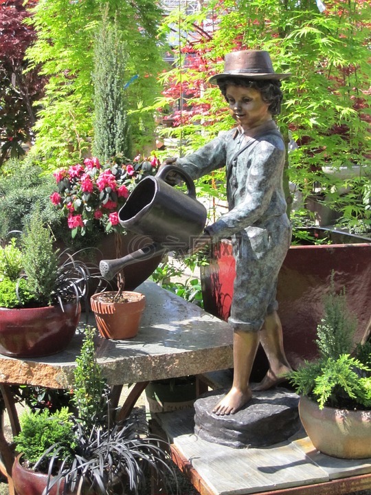 雕像,青铜,花园的雕像