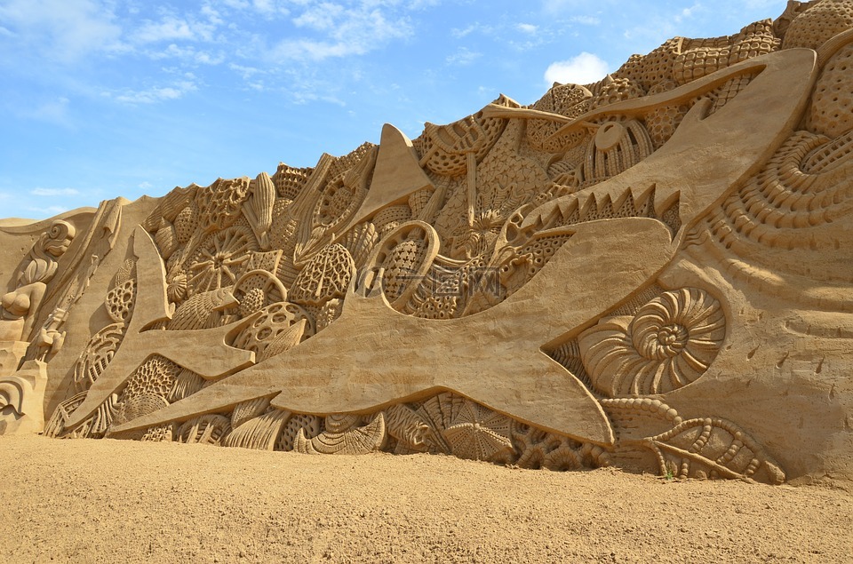砂雕塑,艺术,雕塑
