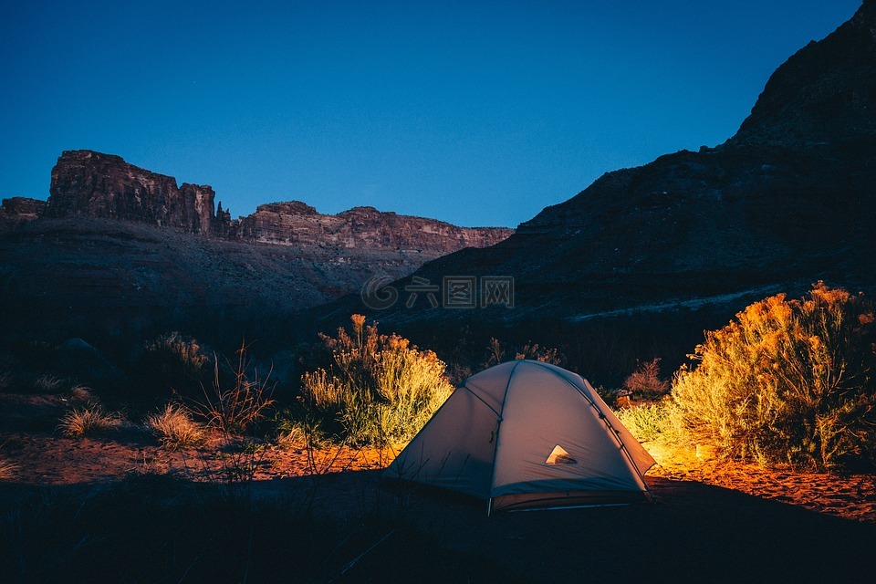 帐篷,露营,远程