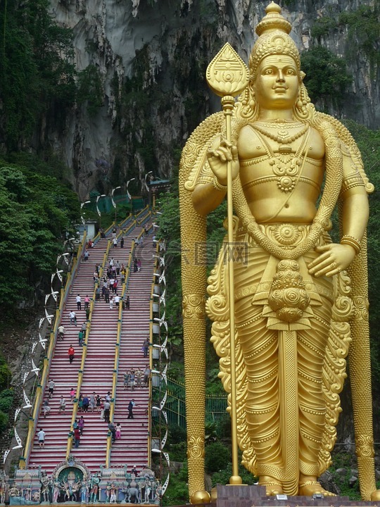 murugan 雕像,黑风洞,金色雕像