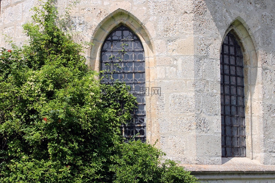 窗口,尖的拱,教会窗口
