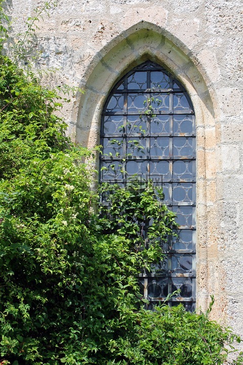 窗口,尖的拱,教会窗口
