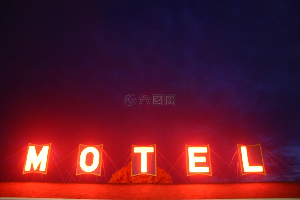 酒店,霓虹灯,夜