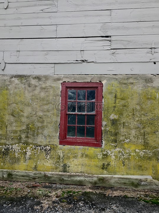 窗口,谷仓窗口,红色的窗口