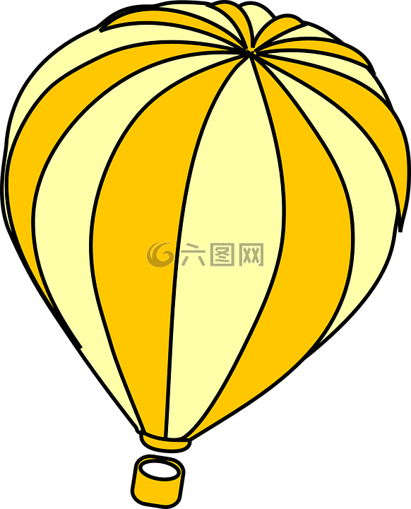 热气球,飞,黄色