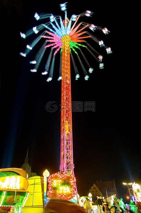 旋转木马,骑,灯