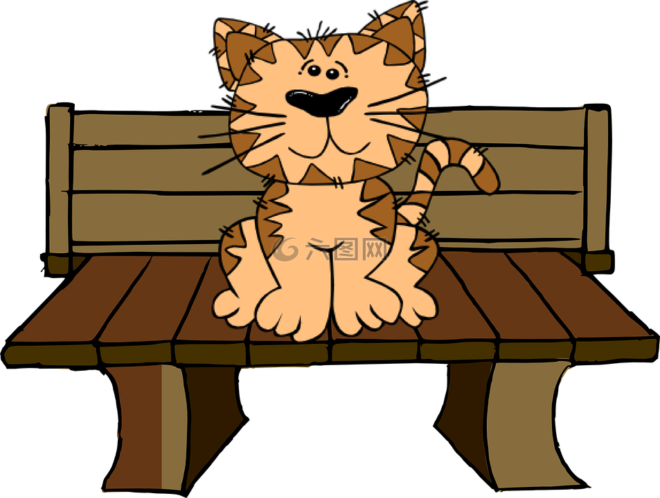 猫,长凳,坐