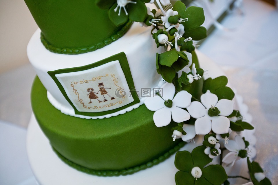 婚礼,蛋糕,绿