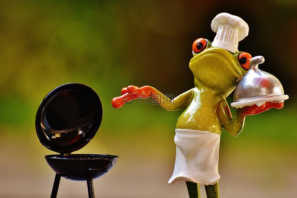 青蛙,烹饪,烤架
