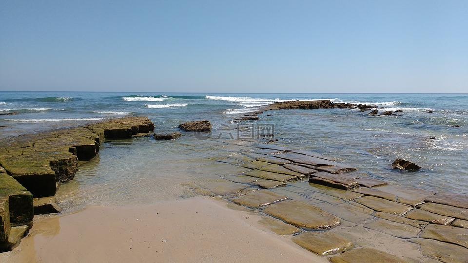 海滩,岩石,mar