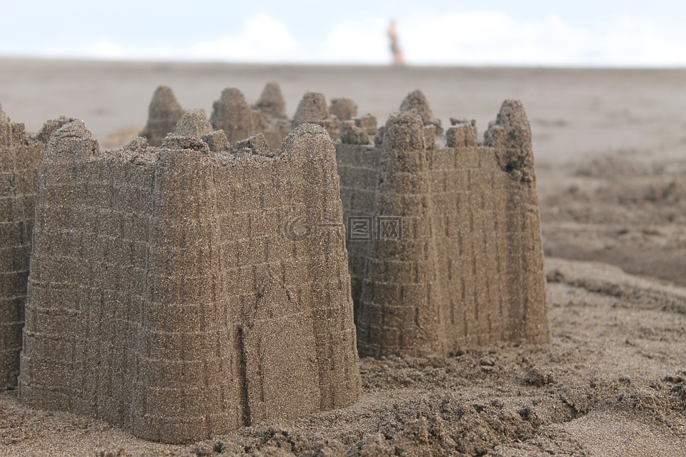 sandcastle,海滩,沙
