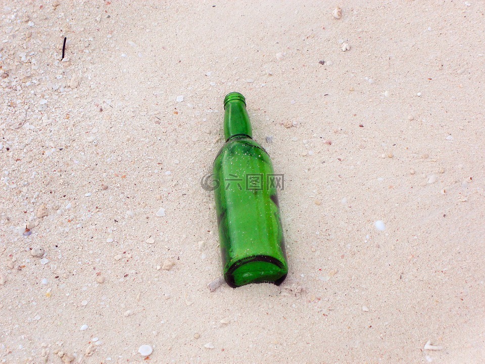 瓶,沙,海滩