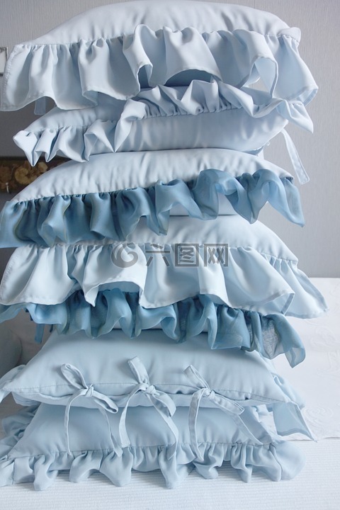 枕头,荷叶边,肩带