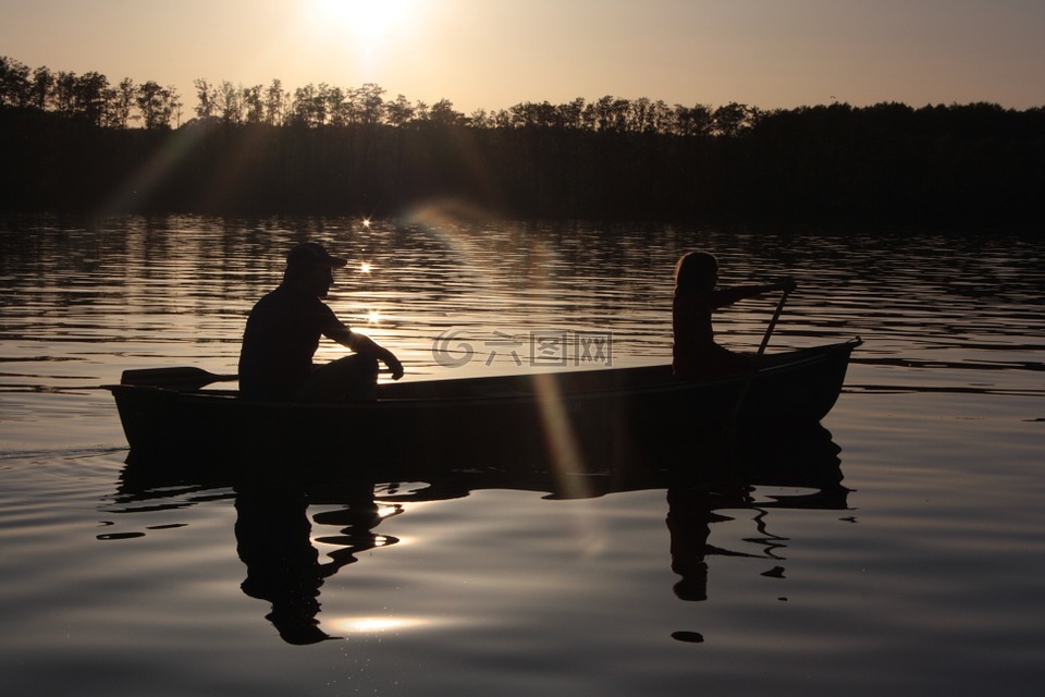 桨,划独木舟,水