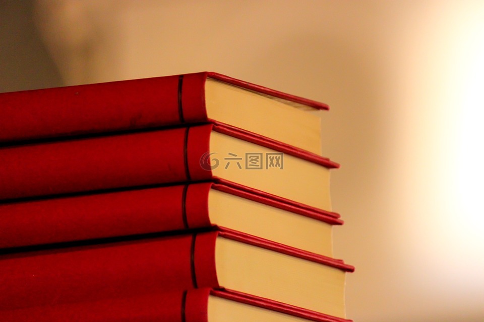 书籍,堆栈,红色