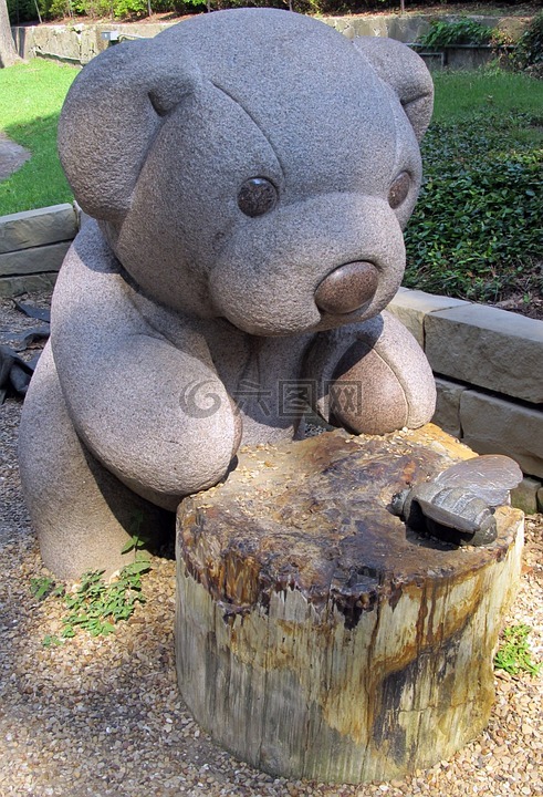玩具熊,雕塑,公园