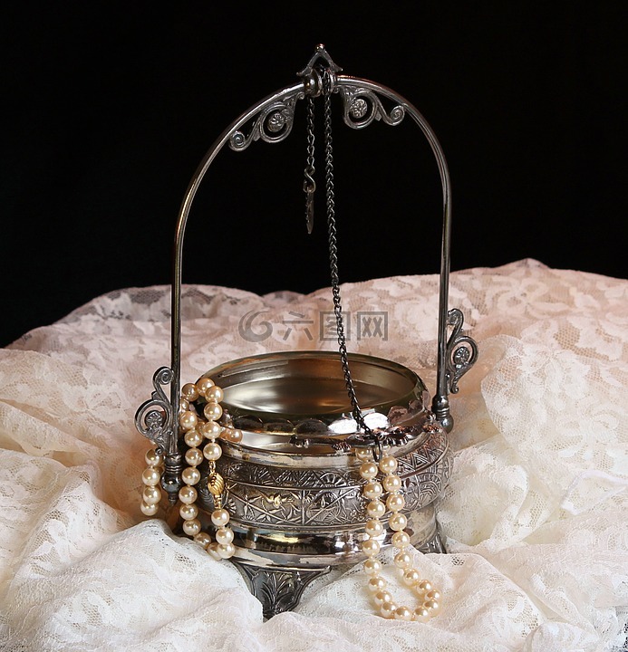 古董珠宝盒,维多利亚,珍珠