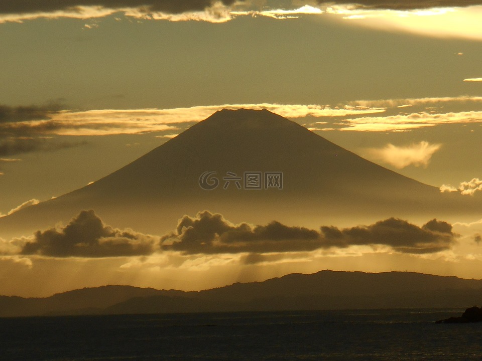 富士山,日本,黄昏