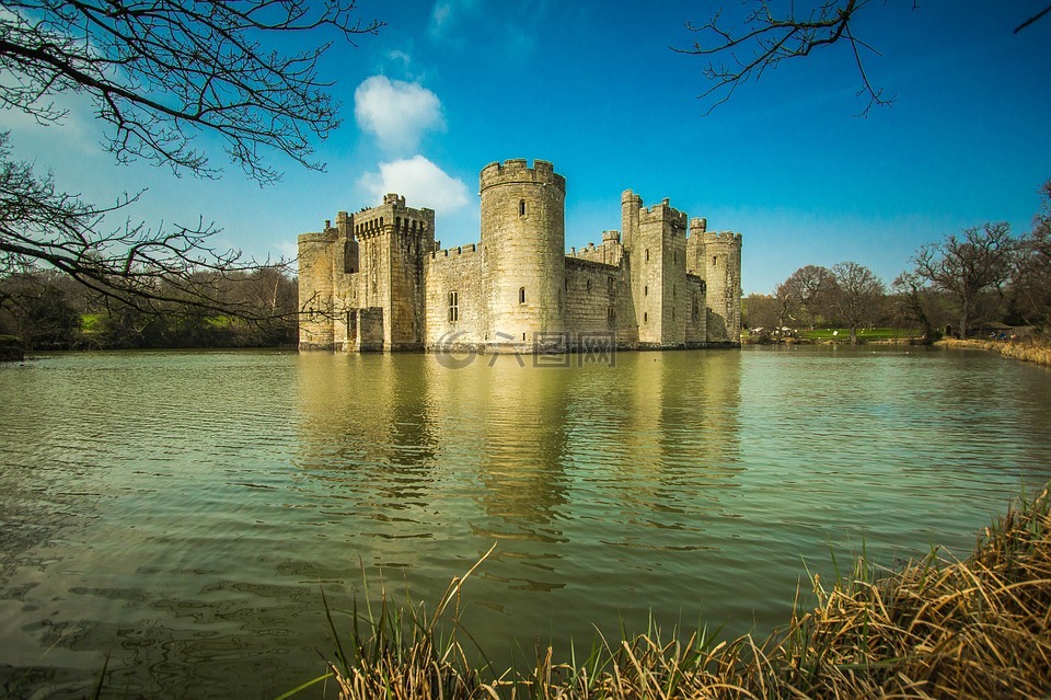 bodiam 城堡,城堡,湖