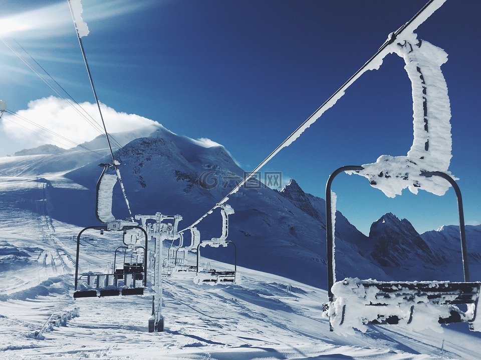 滑雪缆车,升降机,山