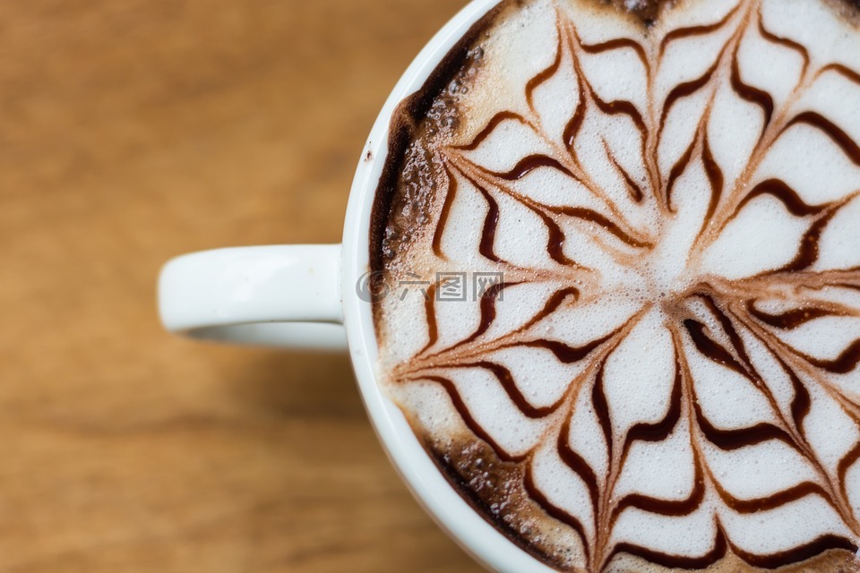 热奶咖啡,饮料,在上午