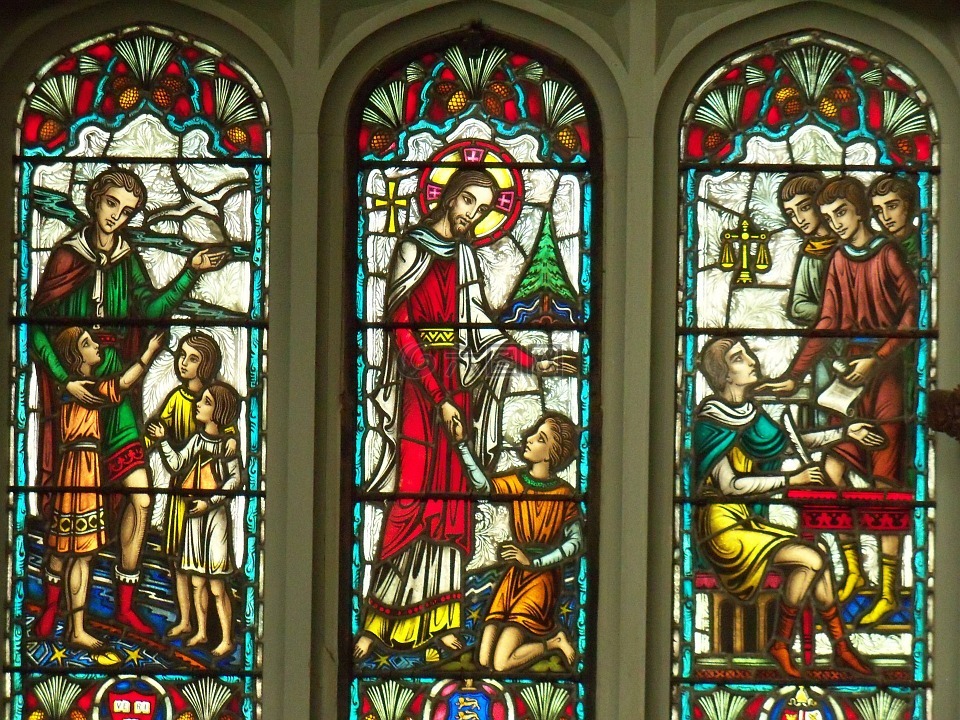彩色玻璃窗,窗口,耶稣