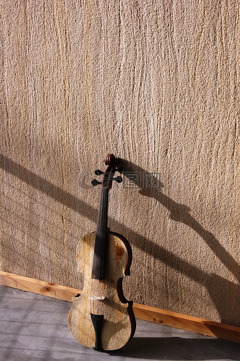 小提琴,墙,影子