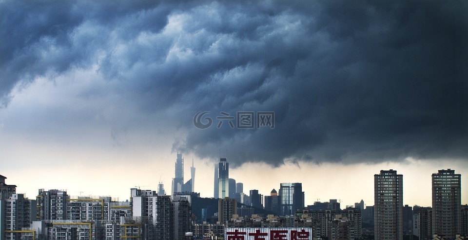 广州,暴雨,风景