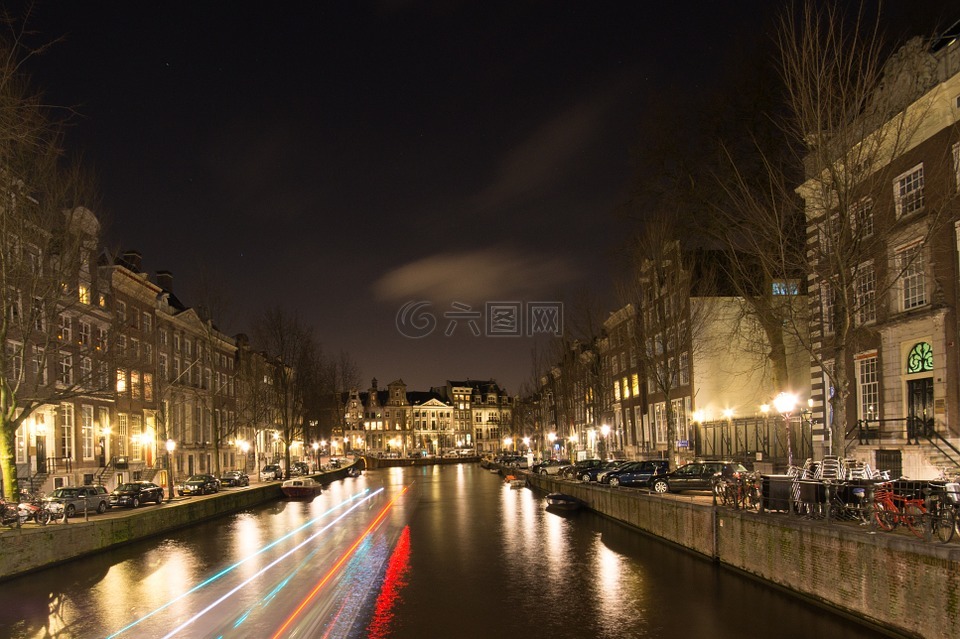 阿姆斯特丹,船,运河
