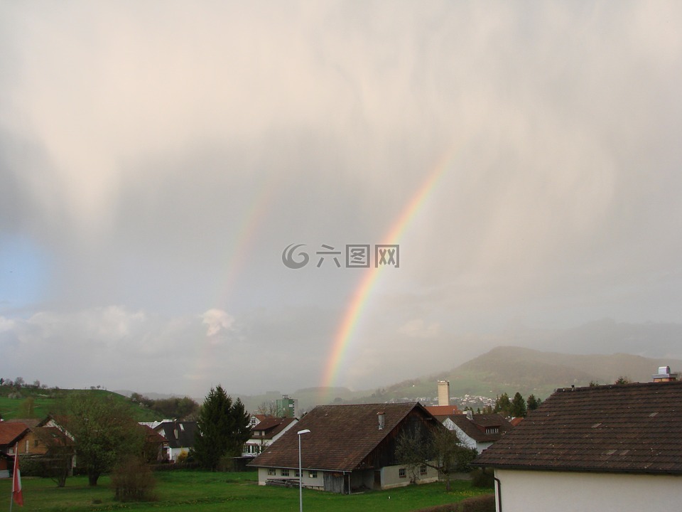 彩虹,风暴,雨