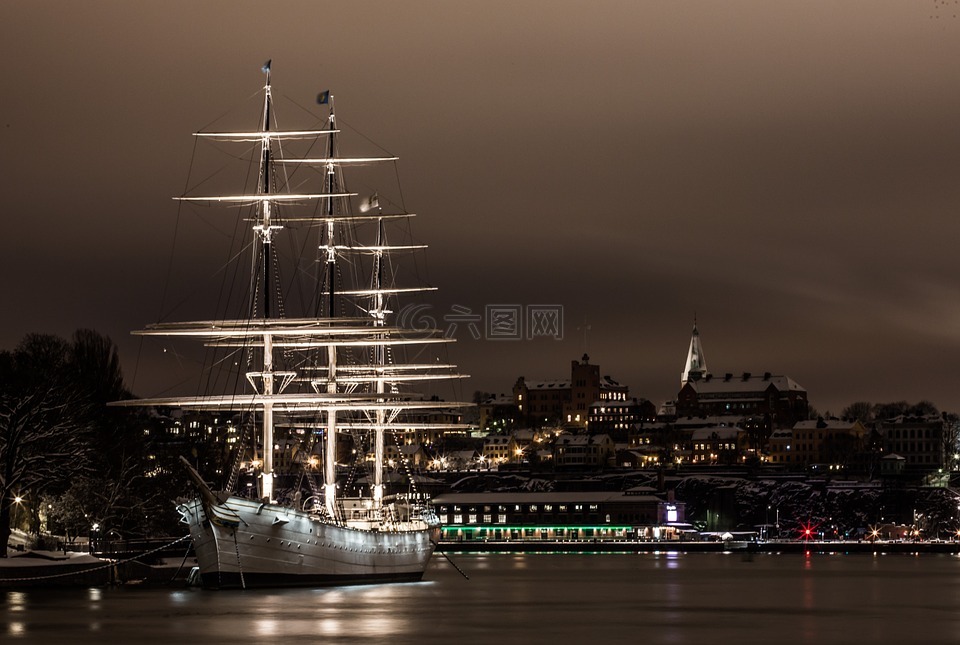 帆船,水,斯德哥尔摩