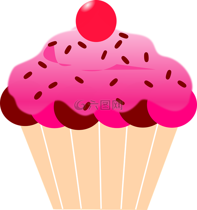 蛋糕,樱桃,粉红色的糖衣