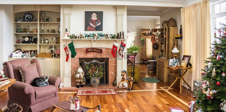 传统的家庭,装饰,圣诞节