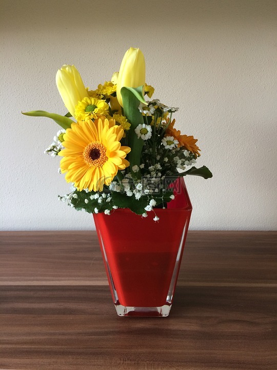 花,玻璃花瓶,花卉