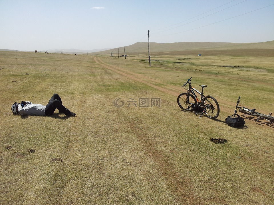 累了,骑车,蒙古