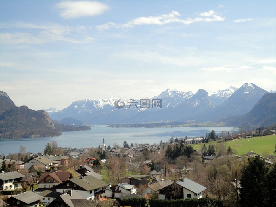 奥地利,沃尔夫冈湖,山