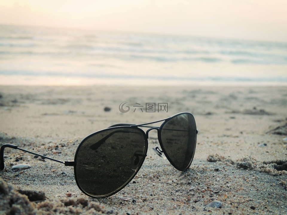 太阳镜,海滩,时尚